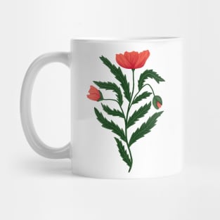 Poppy Flower 1 Green Red Mug